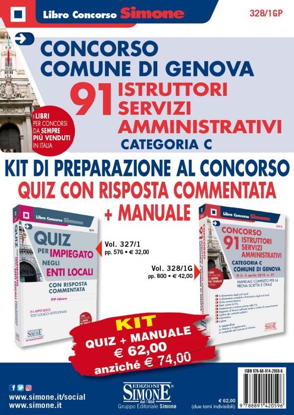 Concorso Comune di Genova - 91 Istruttori Amministrativi - Kit di preparazione al concorso