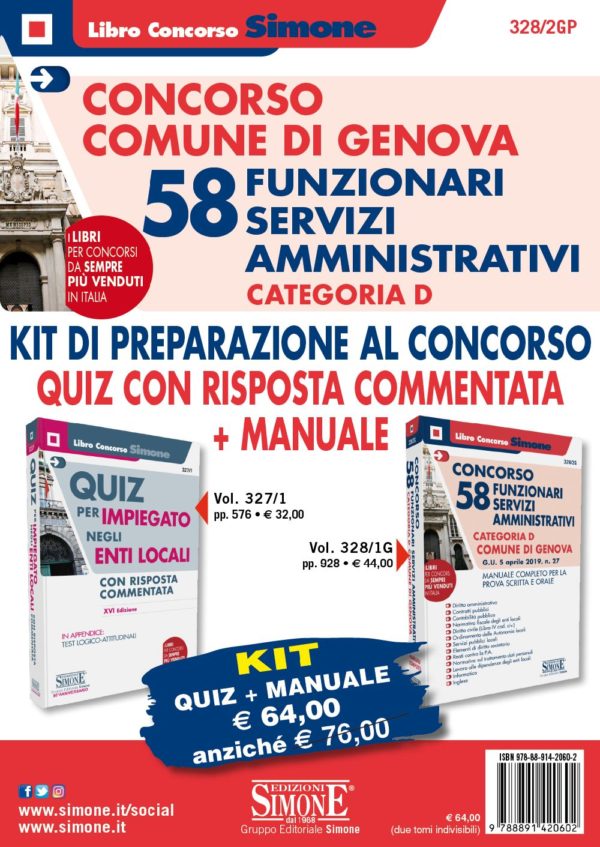 Concorso Comune di Genova - 58 Funzionari Amministrativi - Kit di preparazione al concorso