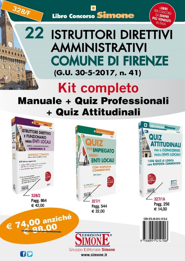 22 Istruttori Amministrativi Comune di Firenze - Kit completo (328/2 + 327/1 + 327/1A)