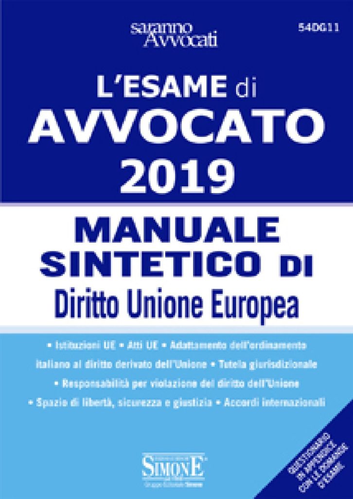 [Ebook] Esame di Avvocato 2019 - Manuale sintetico di Diritto Unione Europea