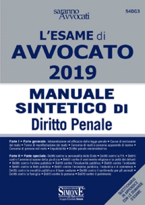 [Ebook] L'Esame orale di Avvocato 2019 Manuale sintetico di Diritto Penale - Parte generale - Parte speciale