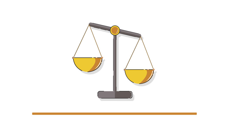 Illustration of justice scale rights and law