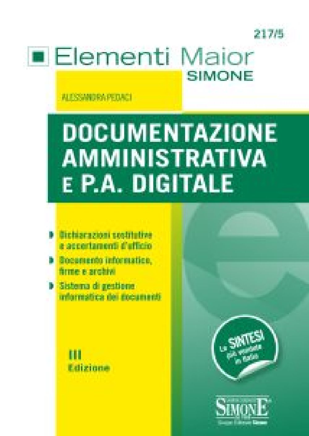Elementi Maior di Documentazione Amministrativa e P.A. digitale - 217/5maior
