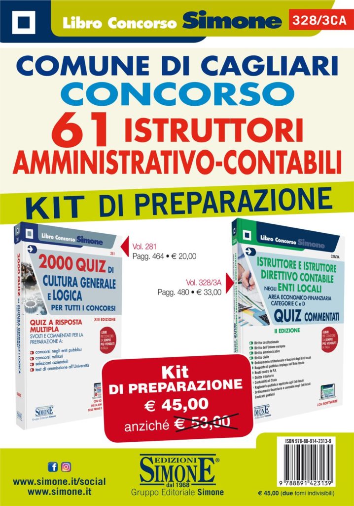 Comune di Cagliari - Concorso 61 Istruttori amministrativo-contabili - KIT di preparazione - 328/3CA