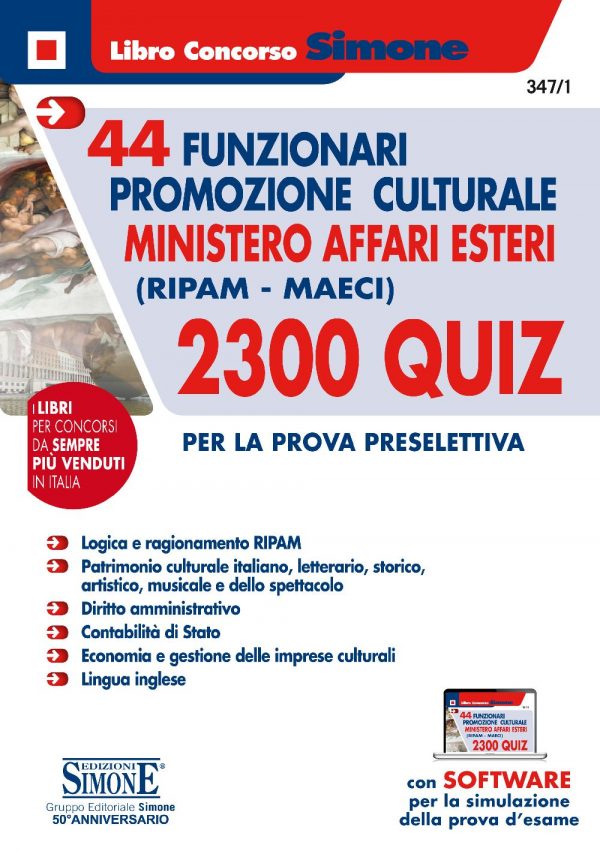 44 Funzionari per la promozione culturale Ministero Affari Esteri (Ripam - MAECI) - 2300 Quiz per la prova preselettiva