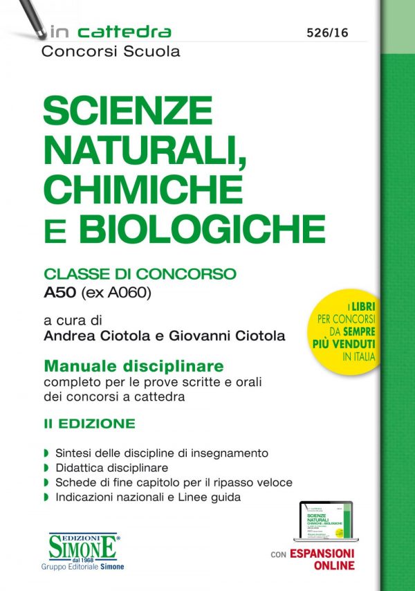 Scienze Naturali, Chimiche e Biologiche - Classe di concorso A50 (ex A060) - 526/16