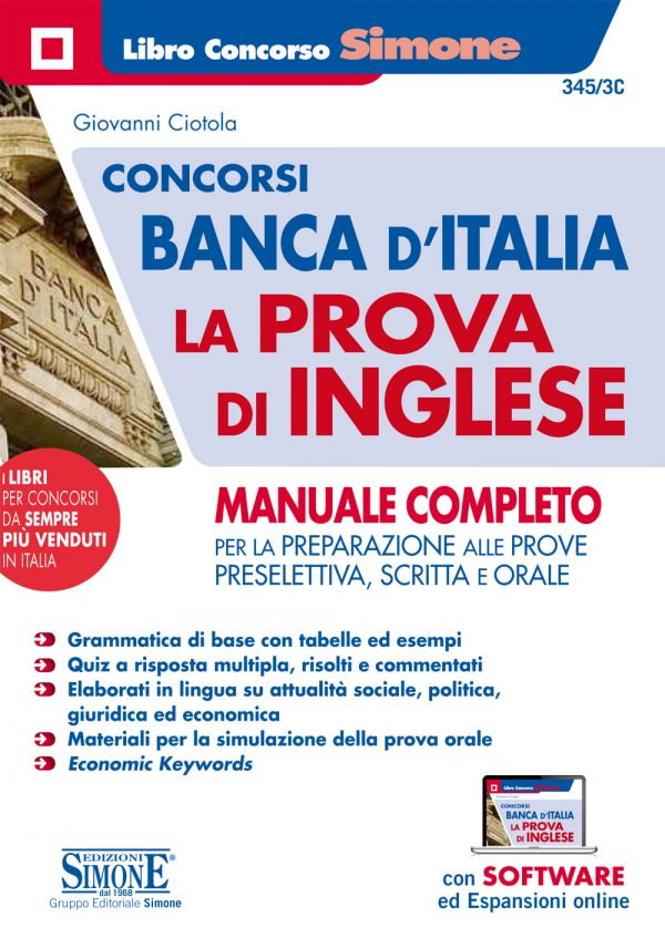 Concorsi Banca d'Italia La prova di Inglese - Manuale Completo - 345/3C