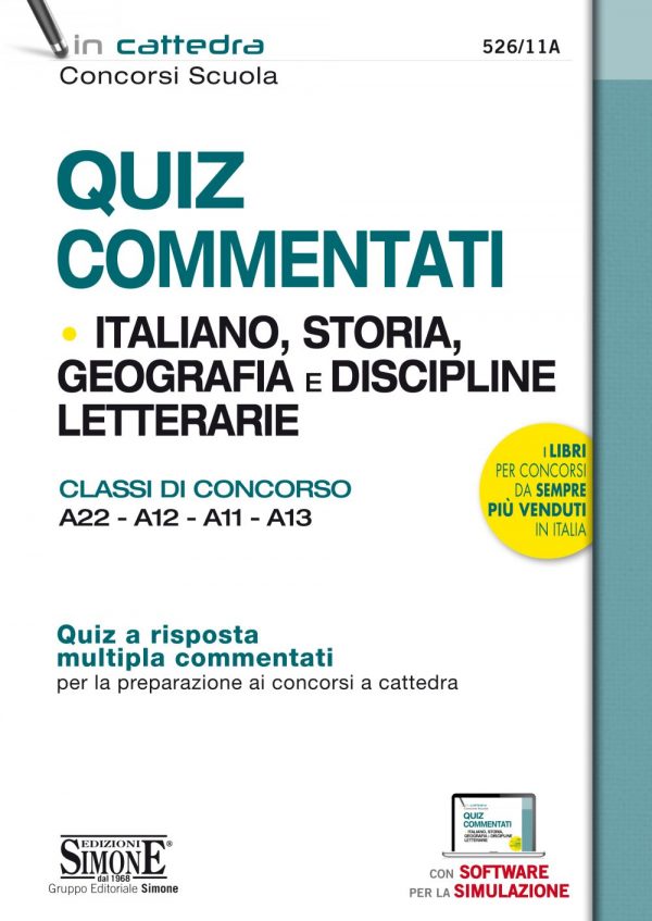 Quiz Commentati - Italiano, Storia, Geografia e Discipline Letterarie - Classi di concorso A22 - A12 - A11 - A13 - Nel software quiz ufficiali TFA ordinario