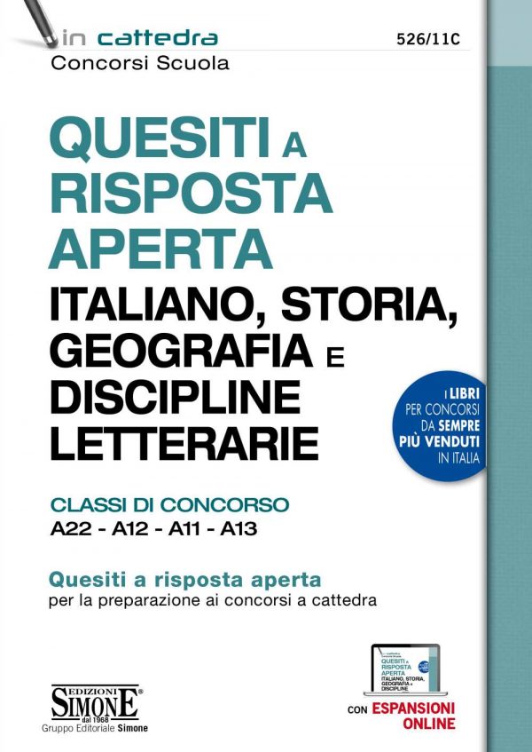 Quesiti a risposta aperta Italiano, Storia, Geografia e Discipline letterarie - Classi di concorso A22 - A12 - A11 - A13 - 526/11C