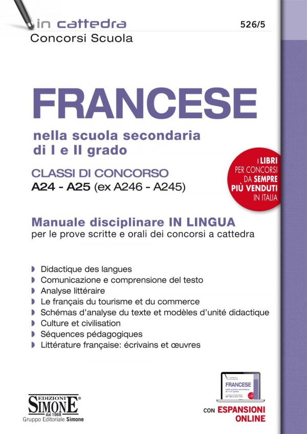 Francese nella scuola secondaria di I e II grado - Classi di concorso A24 - A25 (ex A246 - A245) - 526/5