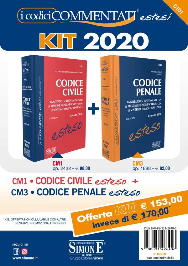 Codice Civile Esteso (CM1) + Codice Penale Esteso (CM3) KIT 2020