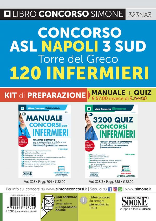 Concorso ASL Napoli 3 SUD Torre del Greco - 120 Infermieri - KIT di preparazione (323 + 323/3)