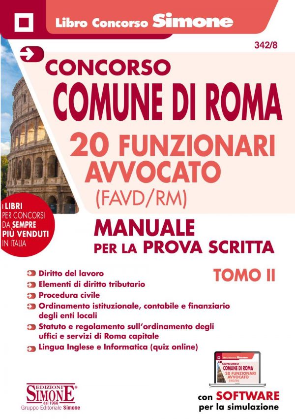 Concorso Comune di Roma 20 Funzionari Avvocato (FAVD/RM) due TOMI indivisibili - 342/8