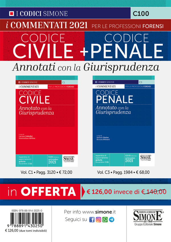 Codice Civile (C1) + Codice Penale (C3) - Annotati con la Giurisprudenza
