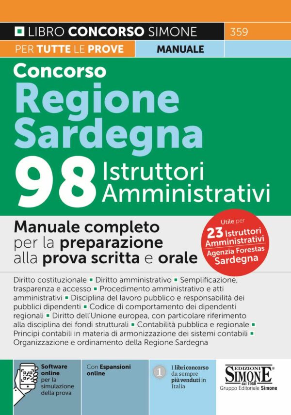 Concorso Regione Sardegna 98 Istruttori Amministrativi - Manuale completo per la preparazione alla prova scritta e orale - 359