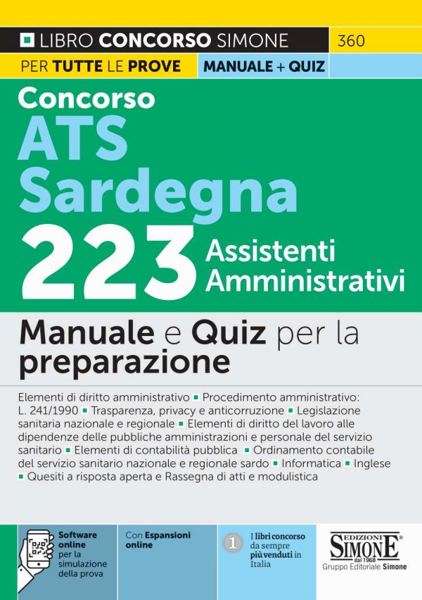 Concorso ATS Sardegna 223 Assistenti Amministrativi - Manuale e Quiz per la preparazione - 360