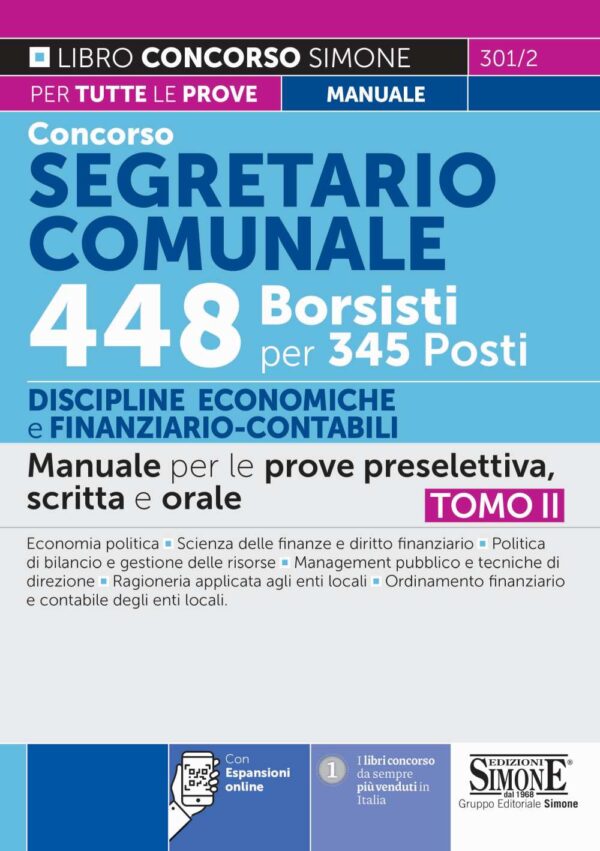 Concorso Segretario Comunale 448 Borsisti per 345 Posti - TOMO II Discipline Economiche e Finanziario-Contabile - Manuale
