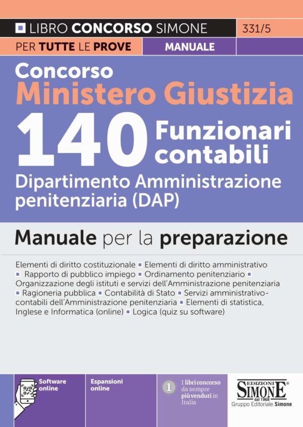 Concorso Ministero Giustizia 140 Funzionari contabili - Dipartimento Amministrazione penitenziaria (DAP) - Manuale