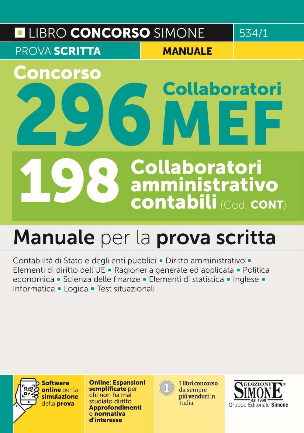 Concorso 296 Collaboratori MEF - 198 Collaboratori amministrativo contabili (Cod. CONT) - Manuale - 534/1