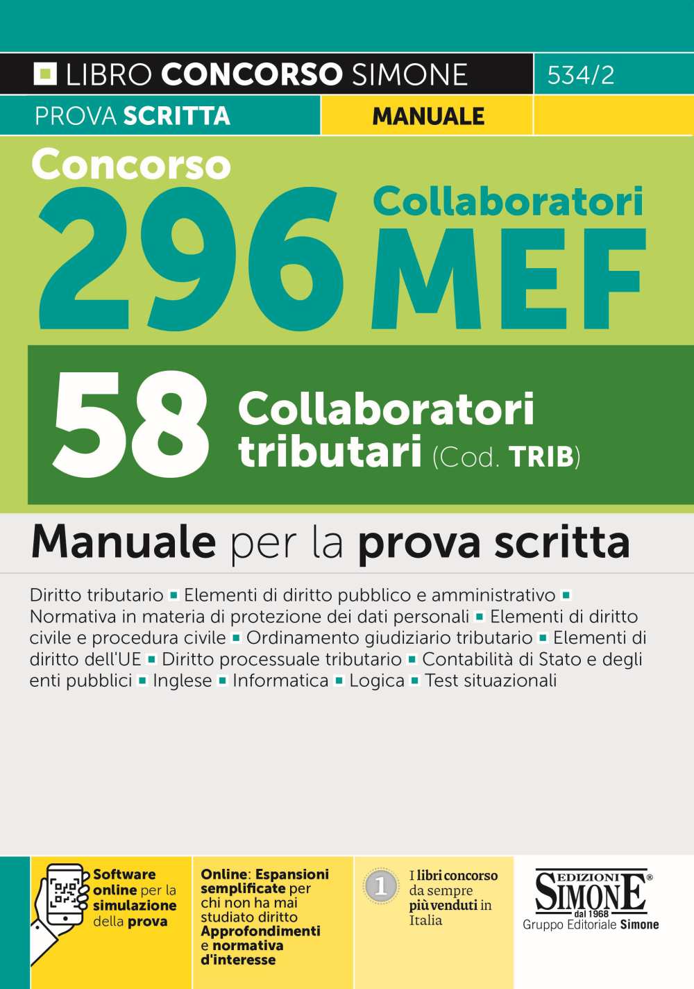 Concorso 296 Collaboratori MEF - 58 Collaboratori tributari - Manuale - 534/2