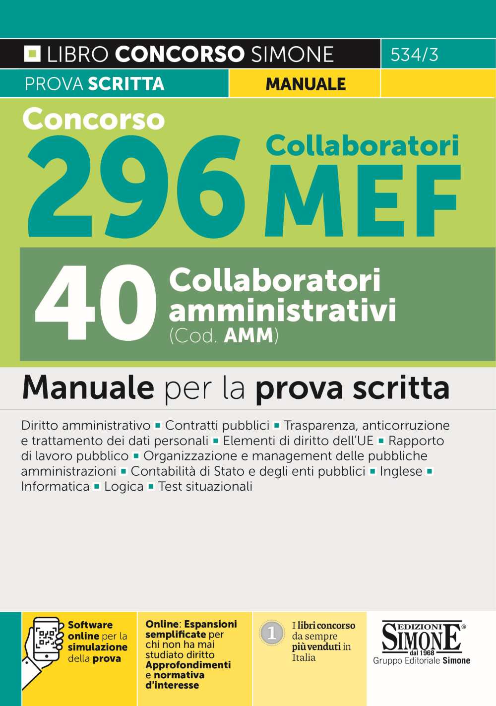 Concorso 296 Collaboratori MEF - 40 Collaboratori amministrativi (Cod. AMM) - Manuale - 534/3