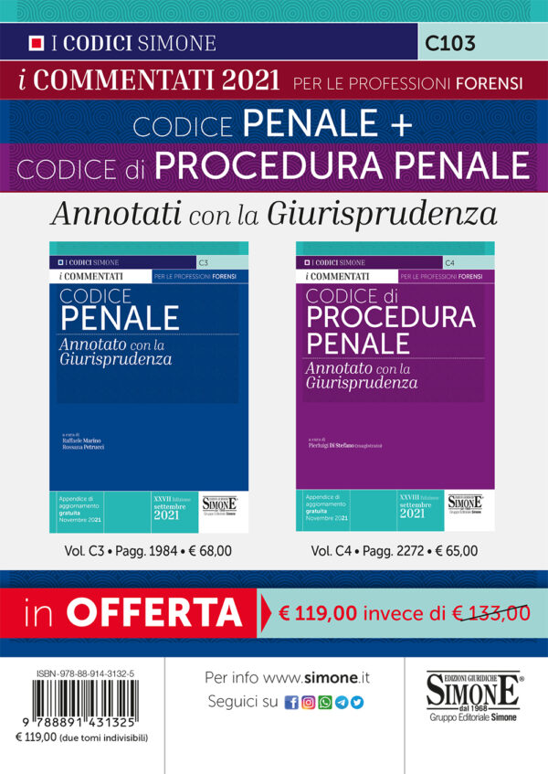 Codice Penale (C3) + Codice procedura Penale (C4) - Annotati con la Giurisprudenza