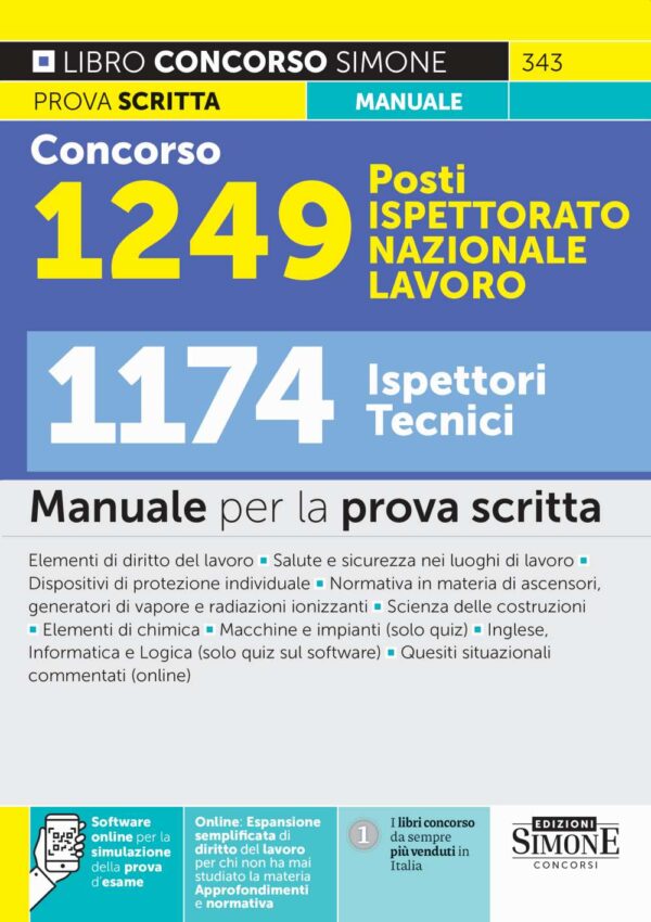 Concorso 1249 posti Ispettorato Nazionale Lavoro - 1174 Ispettori Tecnici - Manuale per la prova scritta - 343