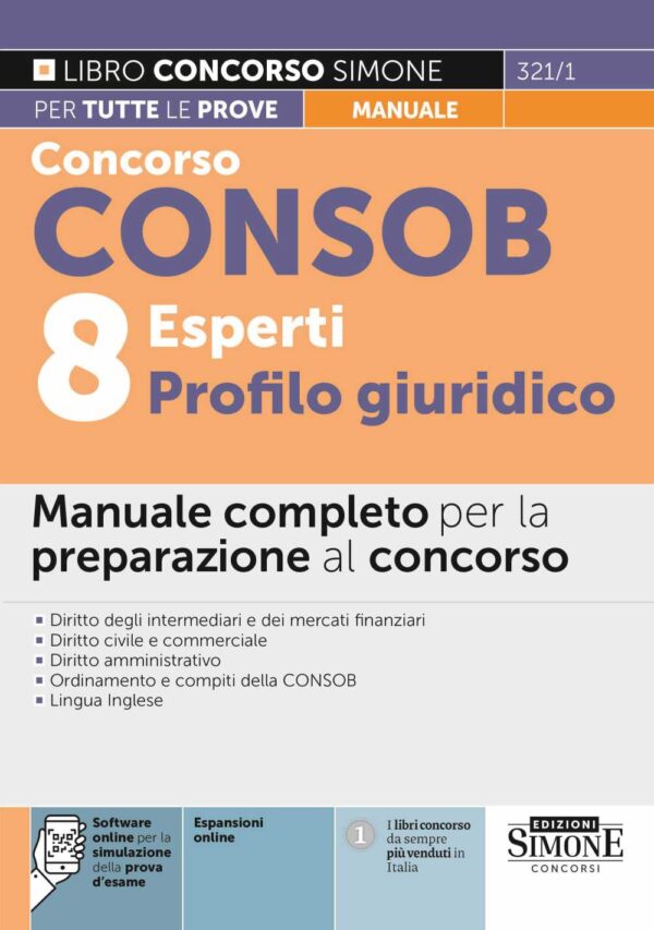 Concorso CONSOB 8 Esperti Profilo giuridico - Manuale completo - 321/1
