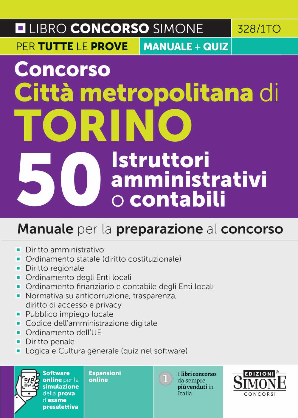 Concorso Città metropolitana di Torino - 50 Istruttori amministrativi o contabili - Manuale per la preparazione al concorso - 328/1TO