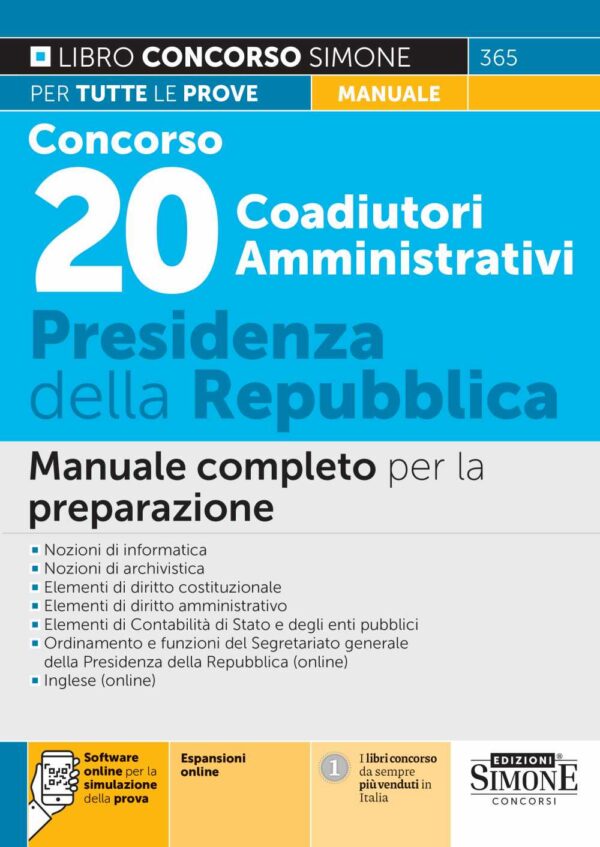 Concorso 20 Coadiutori Amministrativi - Presidenza della Repubblica - Manuale