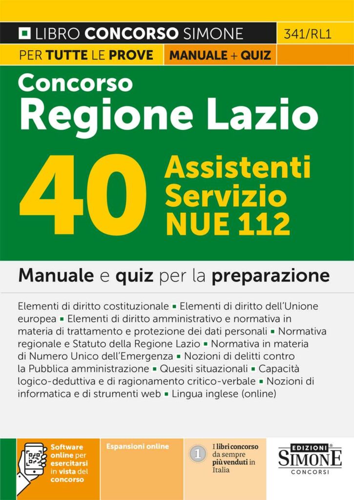 Concorso Regione Lazio 40 Assistenti Servizio NUE 112 Manuale 341