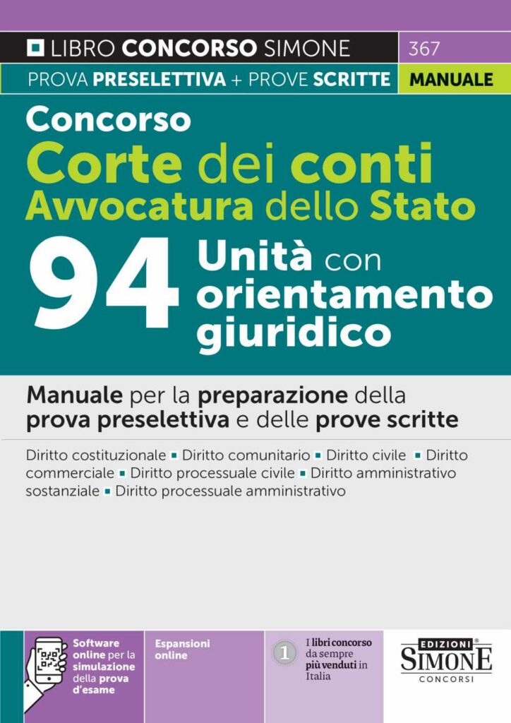 Concorso Corte dei Conti -  Avvocatura dello Stato - 94 Unità con orientamento giuridico