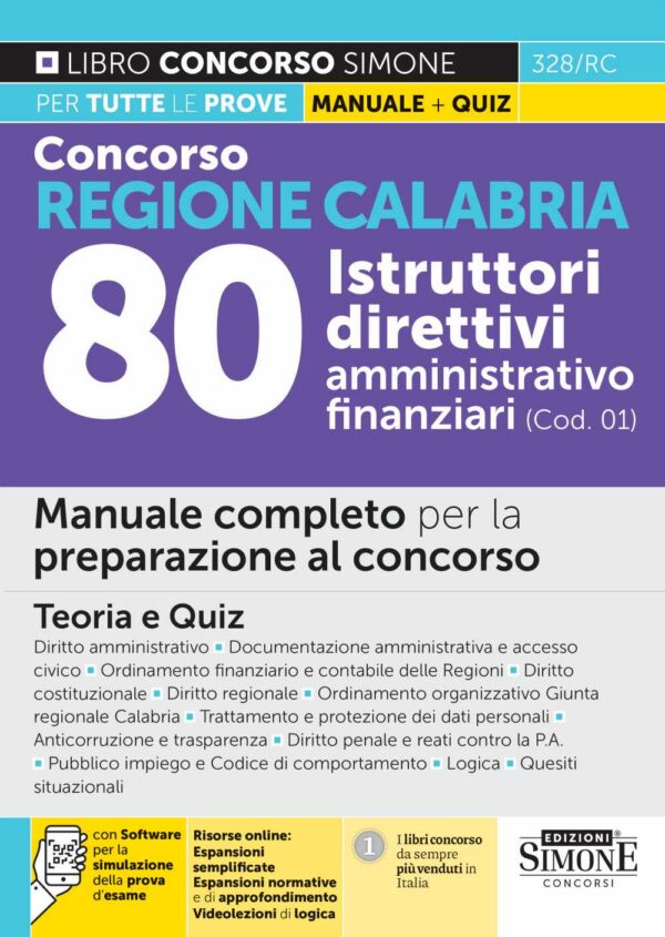 Concorso Regione Calabria 80 Istruttori direttivi amministrativo-finanziari (COD. 01) - Manuale - 328/RC