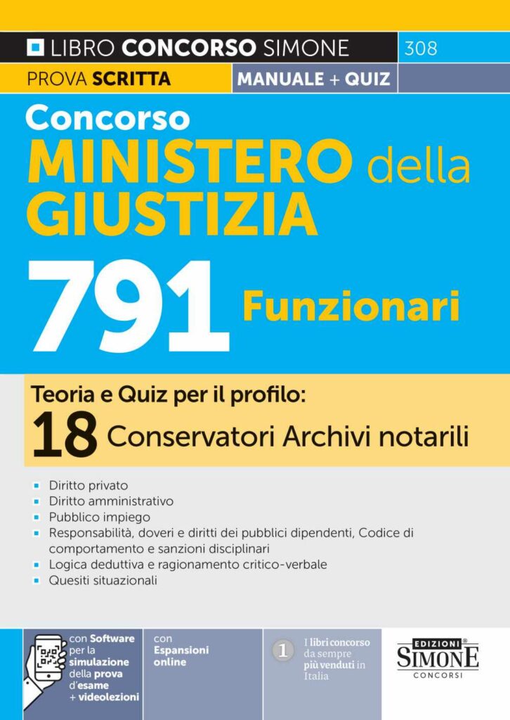 Concorso Ministero della Giustizia 791 Posti- 18 Conservatori Archivi notarili - Manuale - 308