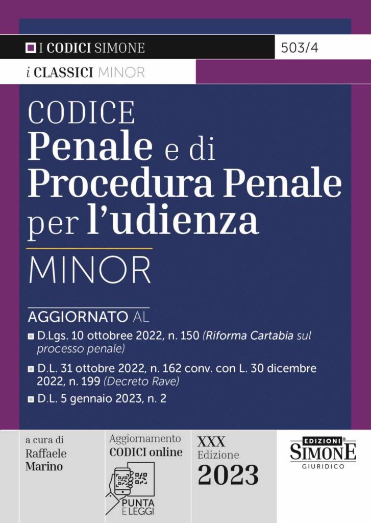 Codice Penale e di Procedura Penale per l'udienza Minor