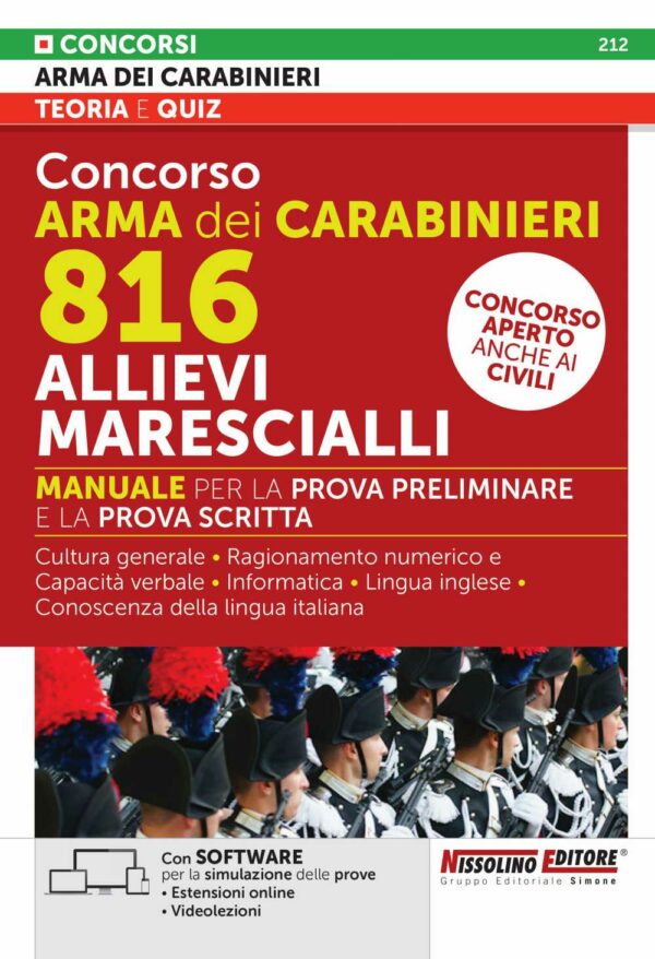 Concorso Arma dei Carabinieri 816 Allievi Marescialli - Manuale - NE/212
