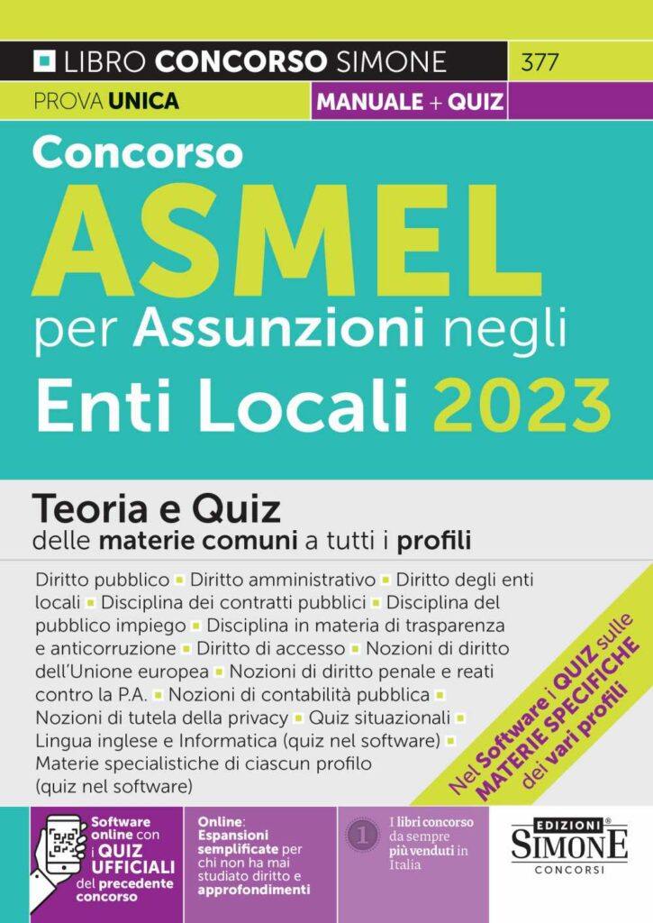 Manuale Concorso ASMEL 2023 per Assunzioni negli Enti Locali