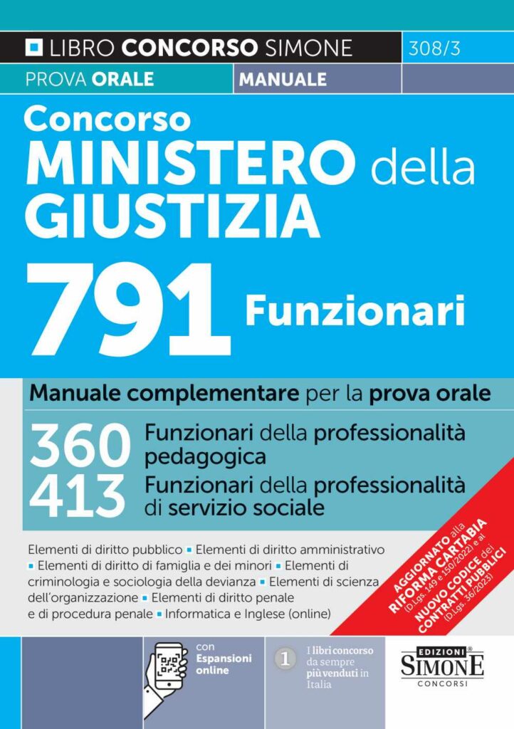 Concorso Ministero della Giustizia 791 Funzionari - Manuale complementare per la prova orale - 308/3