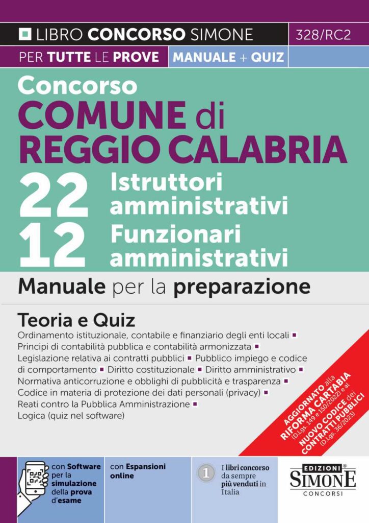 Concorso Comune di Reggio Calabria 22 Istruttori amministrativi - 12 Funzionari amministrativi - Manuale - 328/RC2