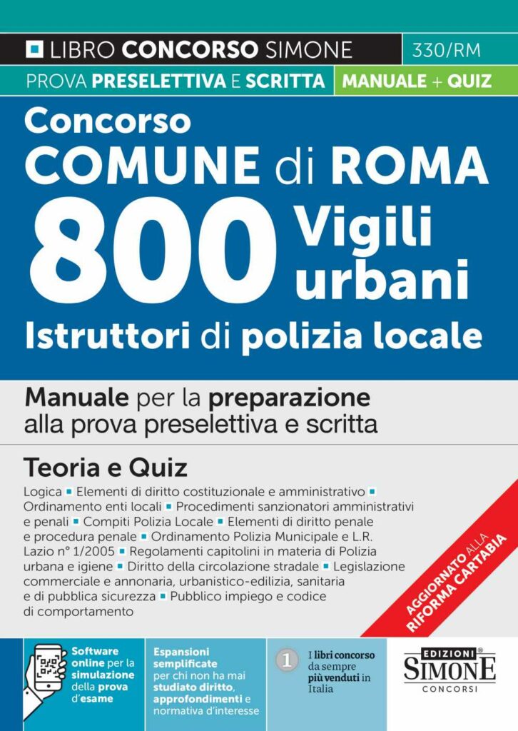 Concorso vigili urbani Roma 800 posti Manuale Edizioni Simone