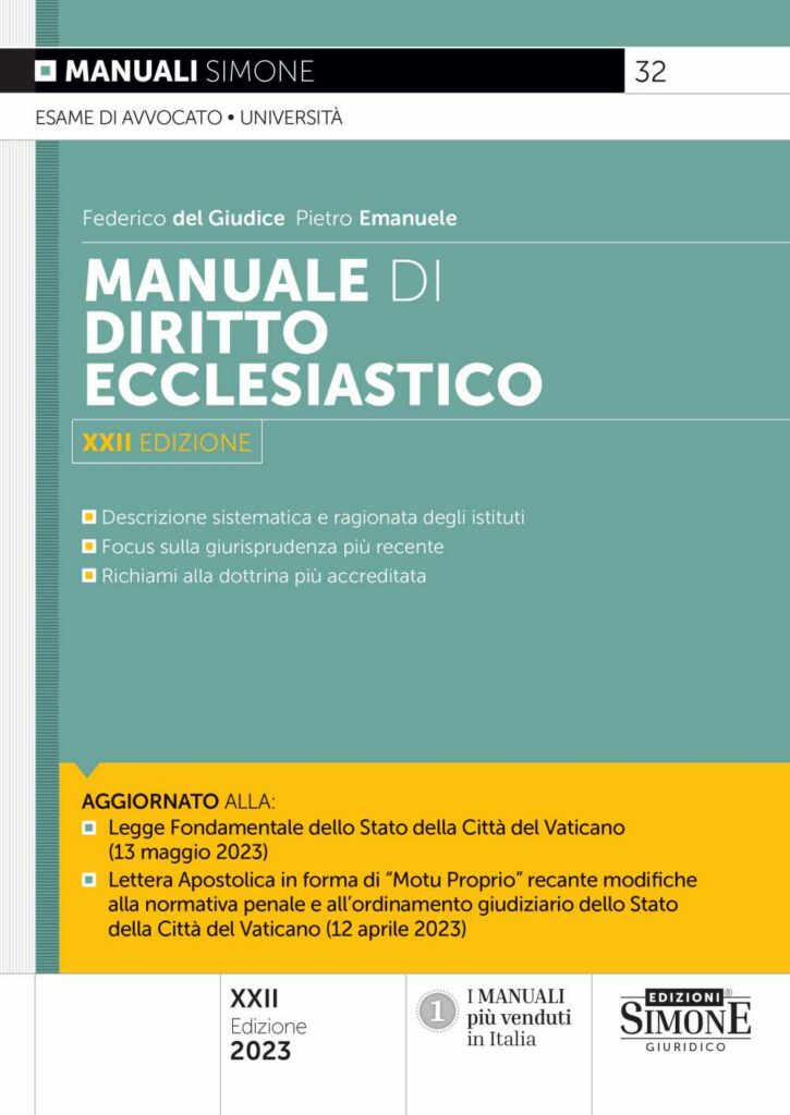 Manuale di Diritto Ecclesiastico aggiornato 2023