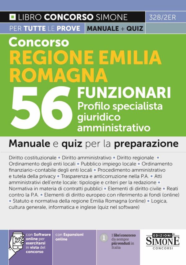 Concorso Regione Emilia Romagna 56 Funzionari Profilo specialista giuridico amministrativo - Manuale e quiz per la preparazione - 328/2ER