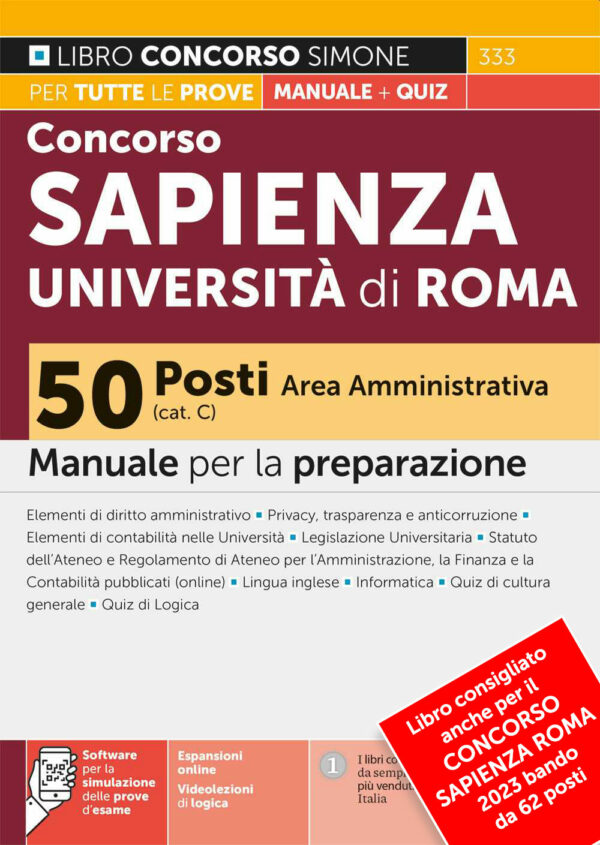 Concorso Sapienza Università di Roma 50 posti Area Amministrativa (Cat. C) - Manuale - 333