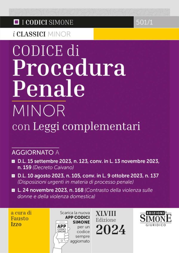 Codice di Procedura Penale Minor Leggi complementari - 501/1