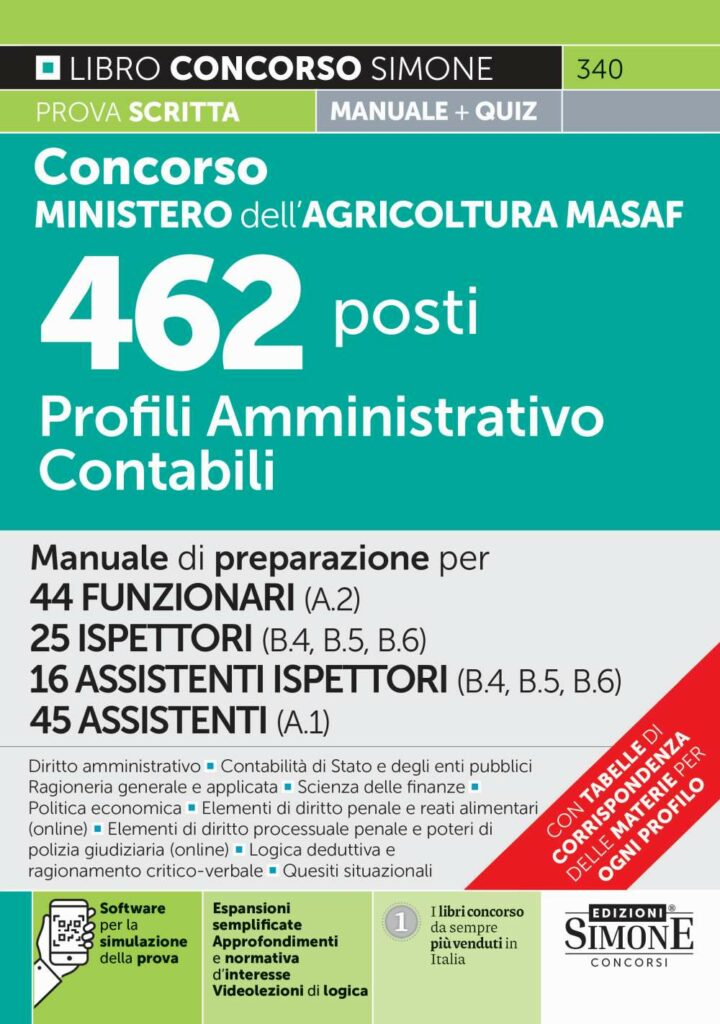 Concorso Ministero dell'agricoltura MASAF 462 posti Profili amministrativo contabili - Manuale - 340