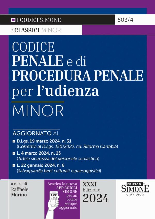 Codice Penale e di Procedura Penale per l'udienza Minor
