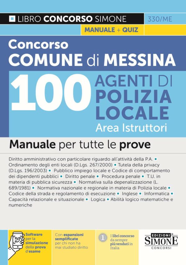Concorso Comune di Messina 100 Agenti di Polizia Locale Area Istruttori - Manuale - 330/ME