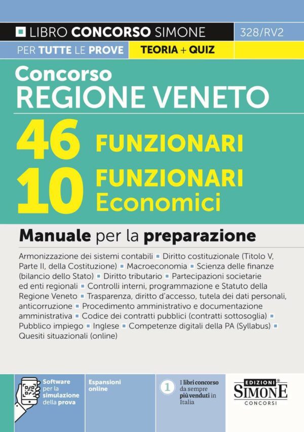 Concorso Regione Veneto 46 Funzionari - 10 Funzionari Economici - Manuale per la preparazione - 328/RV2