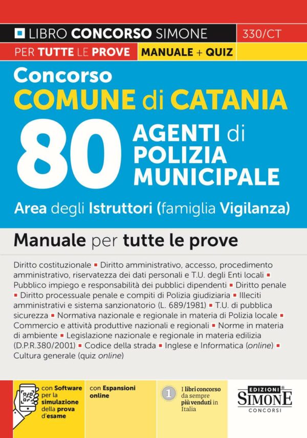 Concorso Comune di Catania 80 Agenti di Polizia Municipale - Area degli Istruttori (famiglia Vigilanza) - Manuale - 330/CT