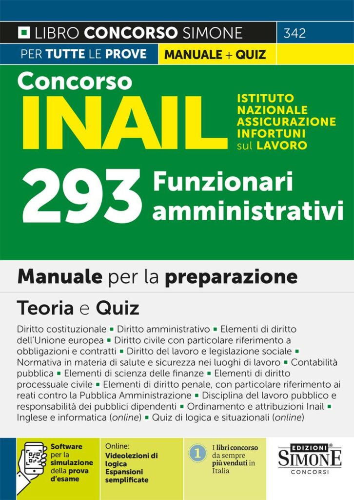 Concorso INAIL Istituto Nazionale Assicurazione Infortuni sul Lavoro - 293 Funzionari amministrativi - Manuale - 342